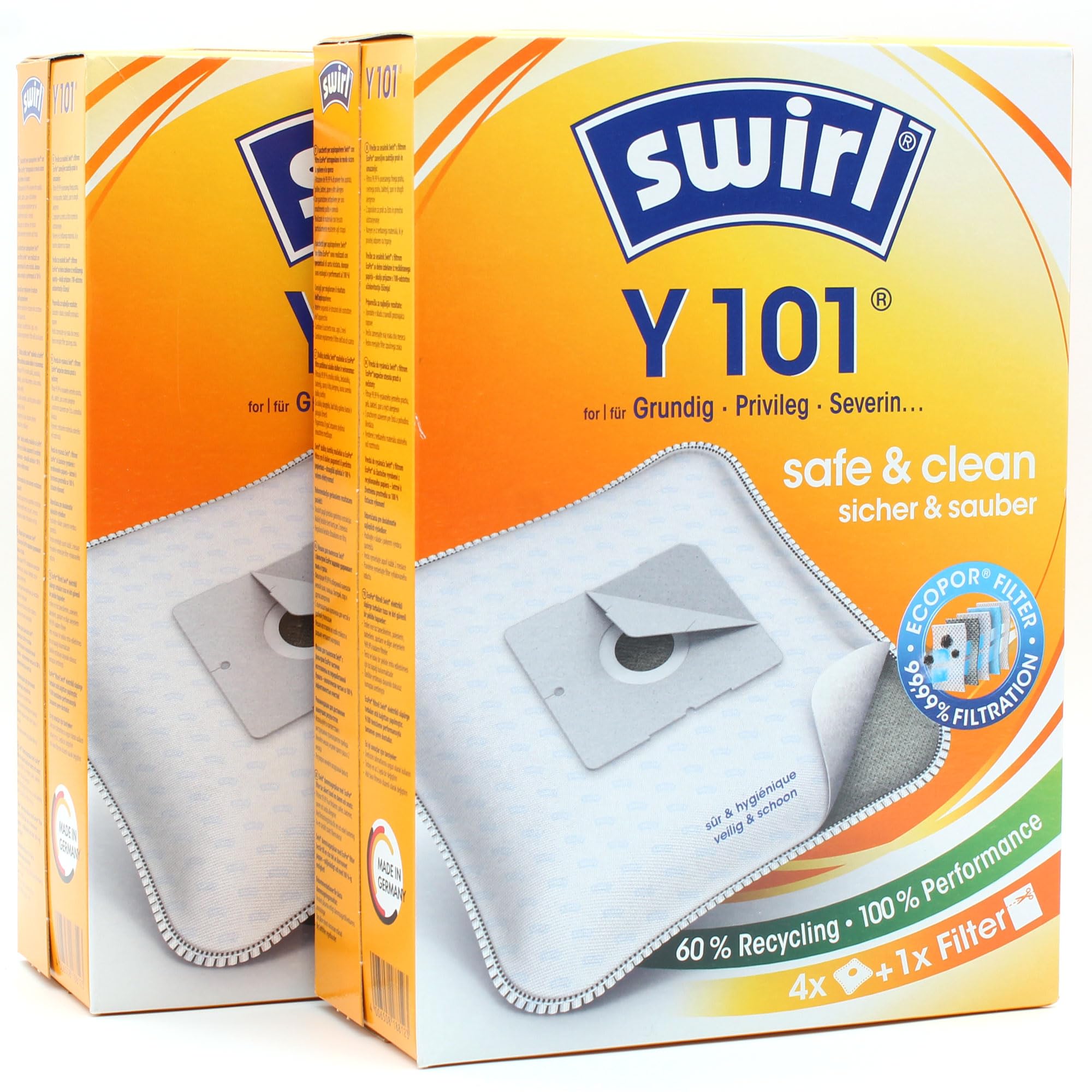 PakTrade 8 Bolsas para Aspiradora + Perlas Desodorante Compatible con Privileg 883 857, 886 409, 889 909 | Compatible con Swirl Y101 - Y 101 | 8 Bolsas, Ambientador, Accesorios, Repuestos