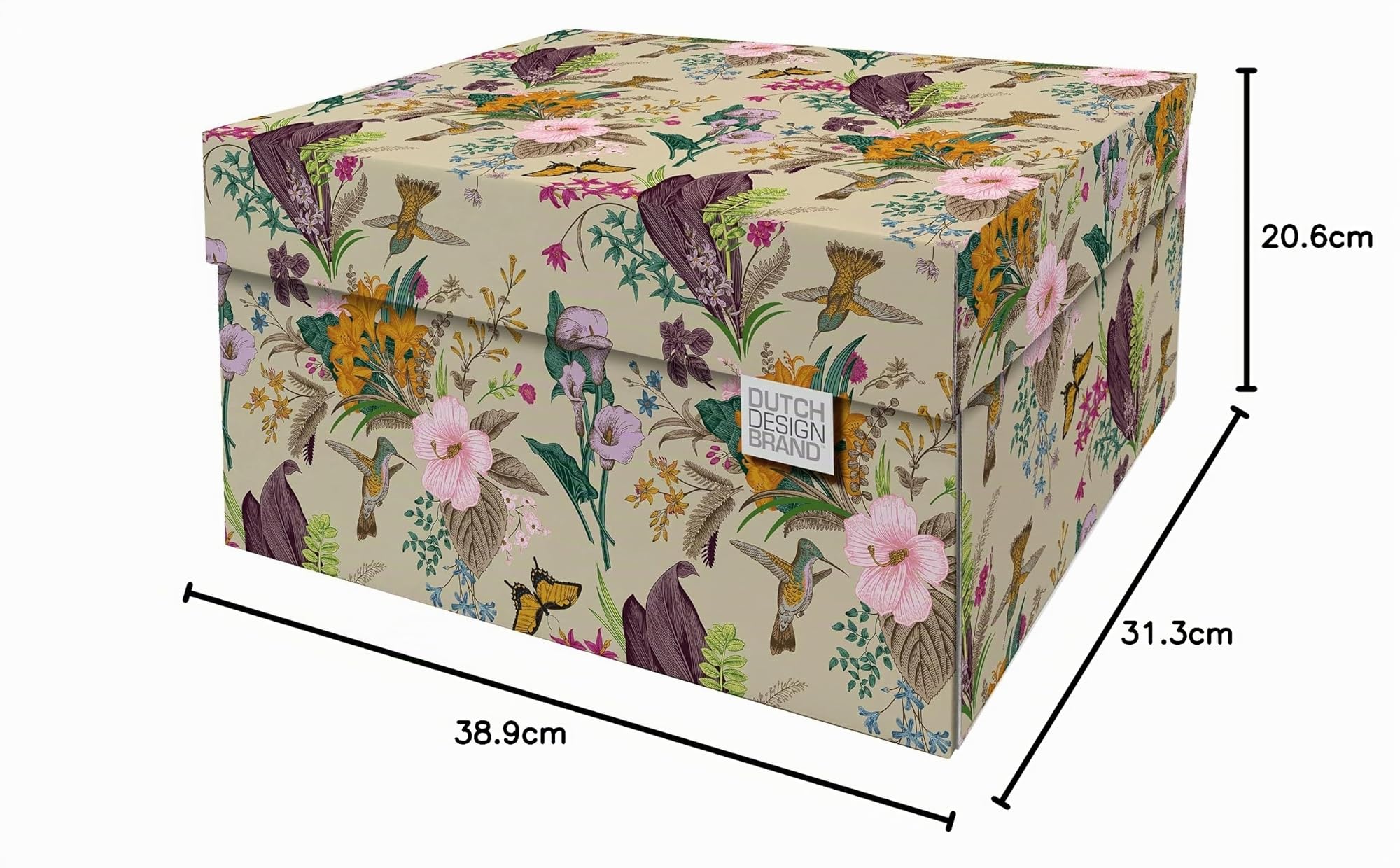 DDB Dutch Design Brand - Caja de almacenamiento con tapa (38,9 x 31,8 x 21,1 cm) (botánico)