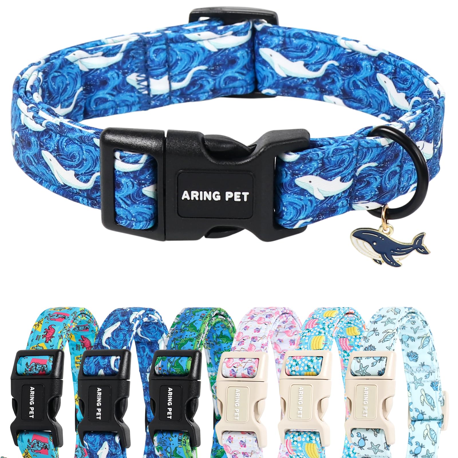 ARING PET Summer Dog Collar for Puppy Small Medium Large Dogs-Blue Whale XS