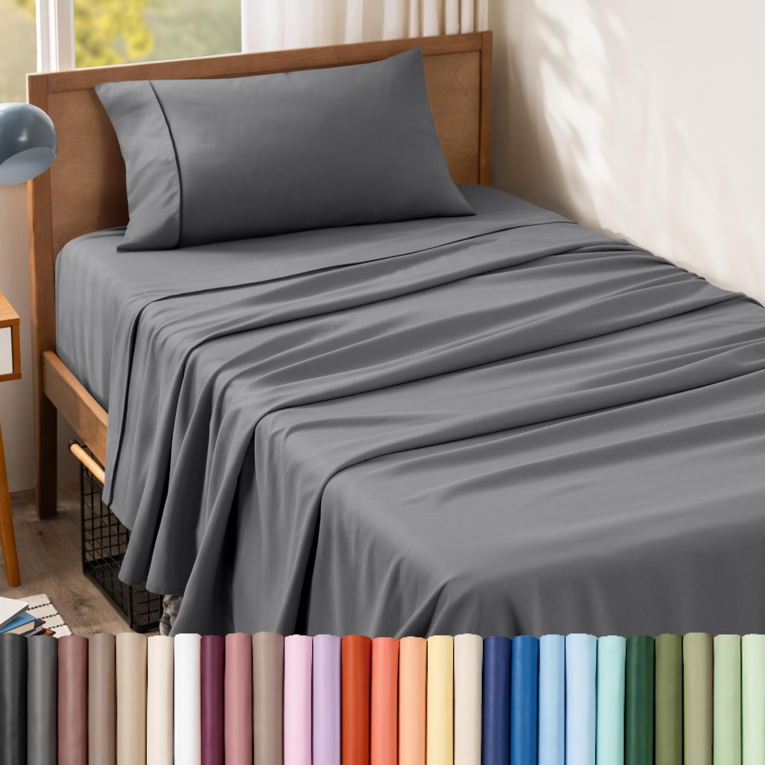 Bare Home Twin Sheet Set Grey