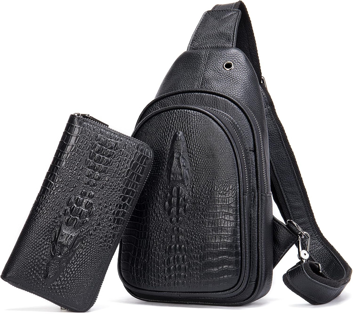 NIUCUNZH Genuine Leather Cool Long Wallets for Men Personalized Zip Around Wallet Checkbook Cash Credit Card Holder Wallet Black - Image 6