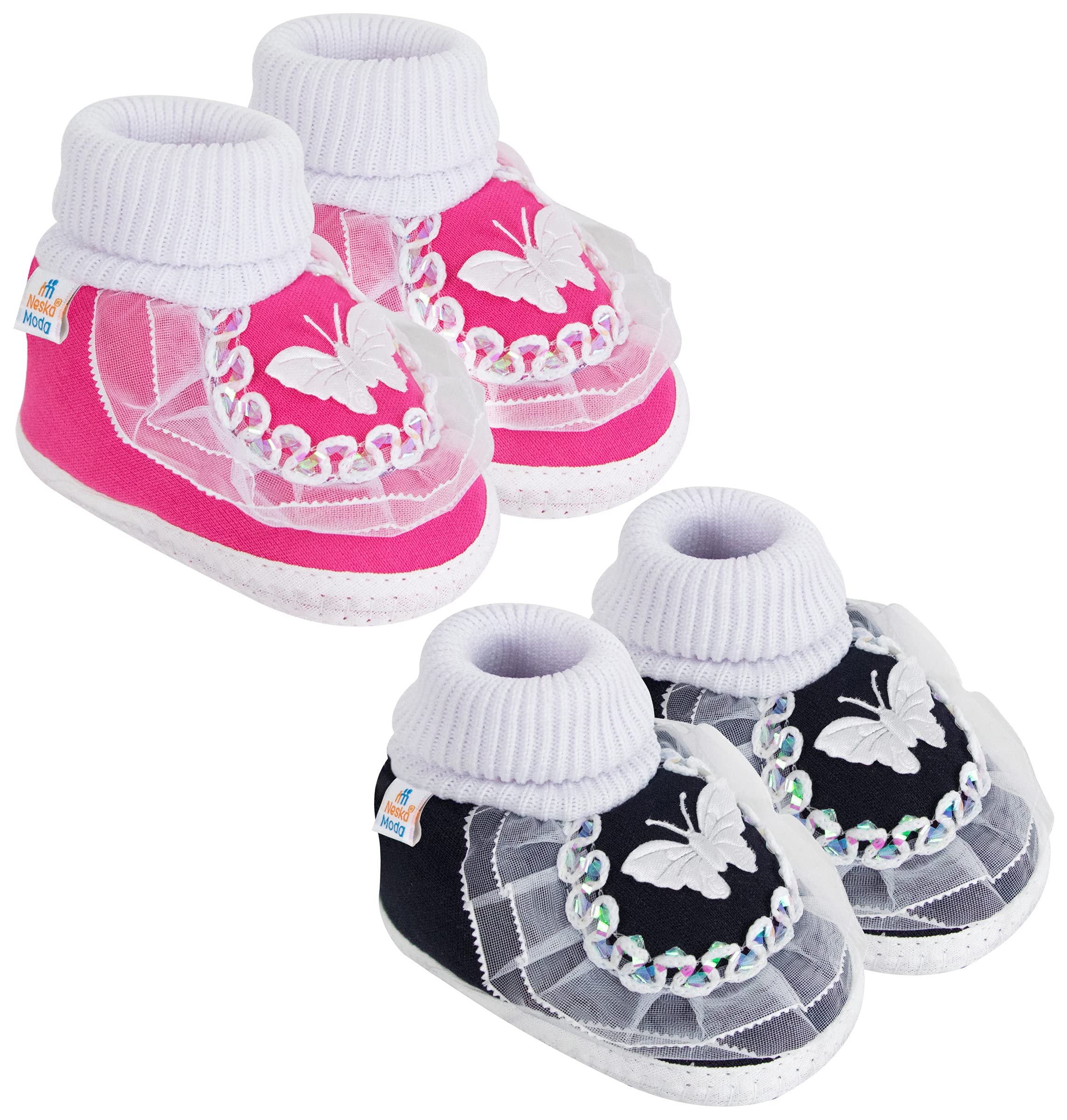 Pack of 2 Unisex Baby Booties (Pink,Black)-image-5