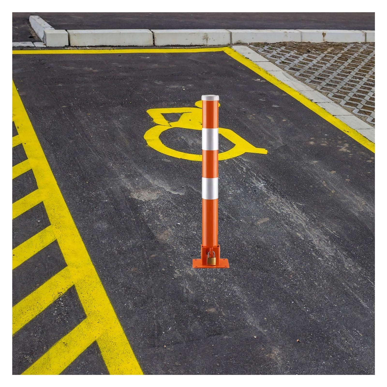 Borne de stationnement pliable et poteau de sécurité pour entrepôt