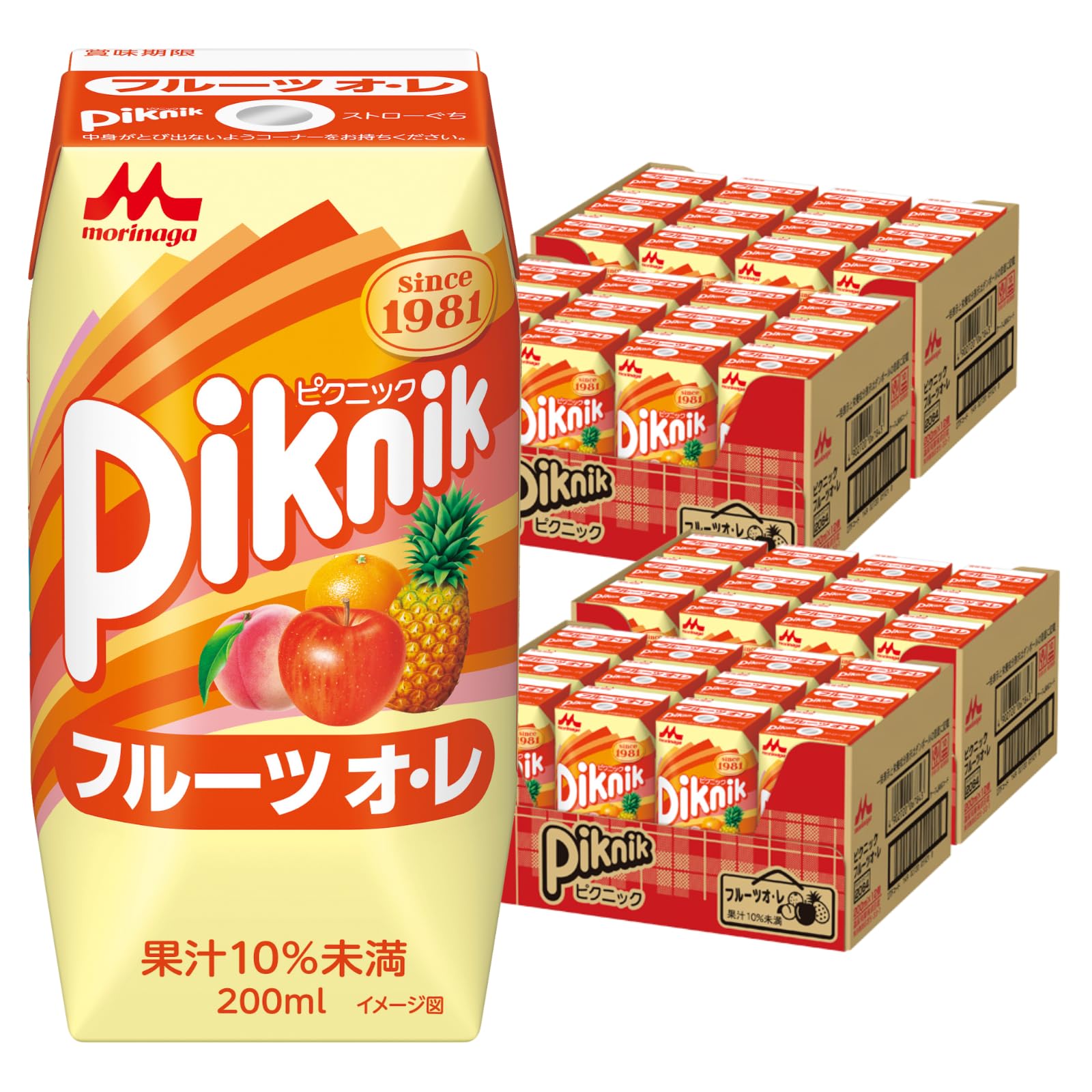 【50%OFF】【訳あり】【3,318円】 森永乳業 ピクニック フルーツオレ 200ml×48本 【送料無料】