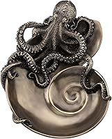 Vista 1 de Veronese Design Contenedor de pulpo con acabado de bronce Curiosity en bandeja de concha de Nautilus