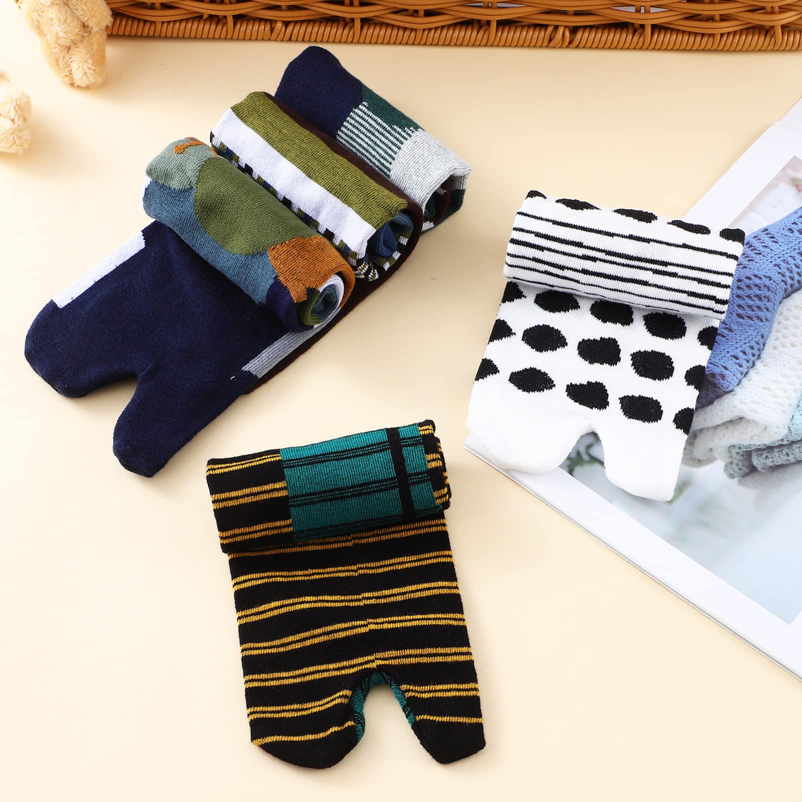 Happyyami 10 Paia Calzini Uomo Calze Tabi Calze Imbottite Per Ragazzi Calze Divise a Due Dita Scaldamuscoli Calze Corte Atletiche Calzino Tabù Calze a Punta Cotone Dita Divise Da Donna