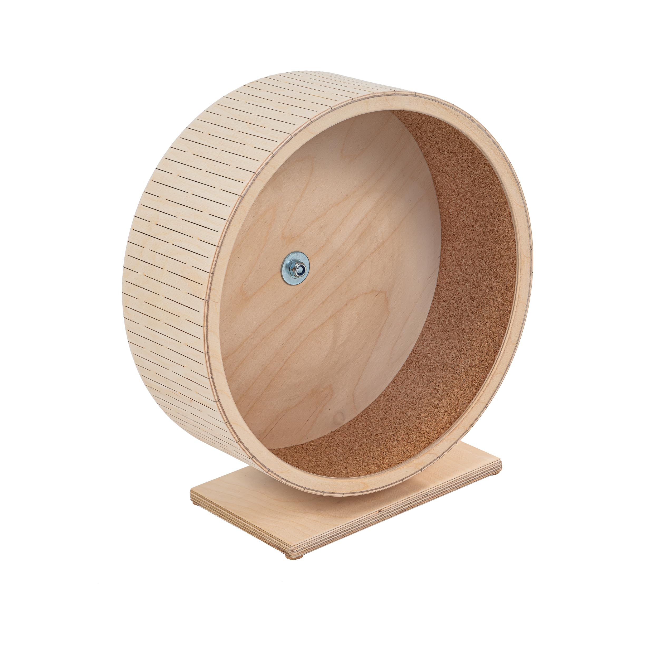 AMIDA Craft Handcrafted Hamster Wheel 31cm (12 inch) Natural Wood, Ultra-Silent Spin, Cork Running Surface
