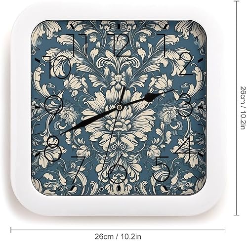 Miniatura 2 de 10" Square Modern Wall Clock,Decorative Style Flowers Print Kitchen Clocks Wall Battery Operated,Silent Non Ticking Unique Funny Cute Wall Clock for