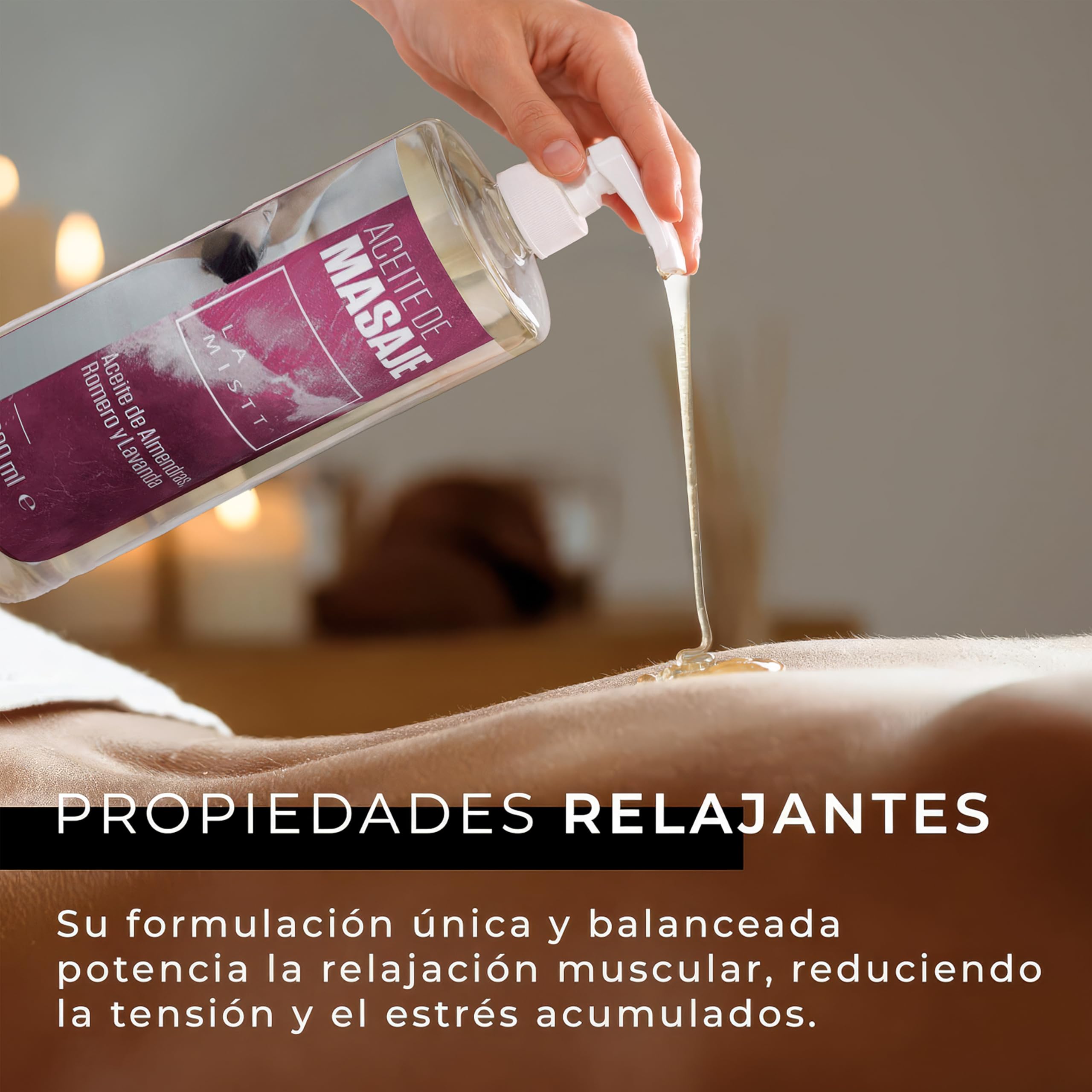 Aceite de Almendras Dulces, Romero, Lavanda 1L | Aceite para Masajes profesionales Fórmula Mejorada | Aceite corporal