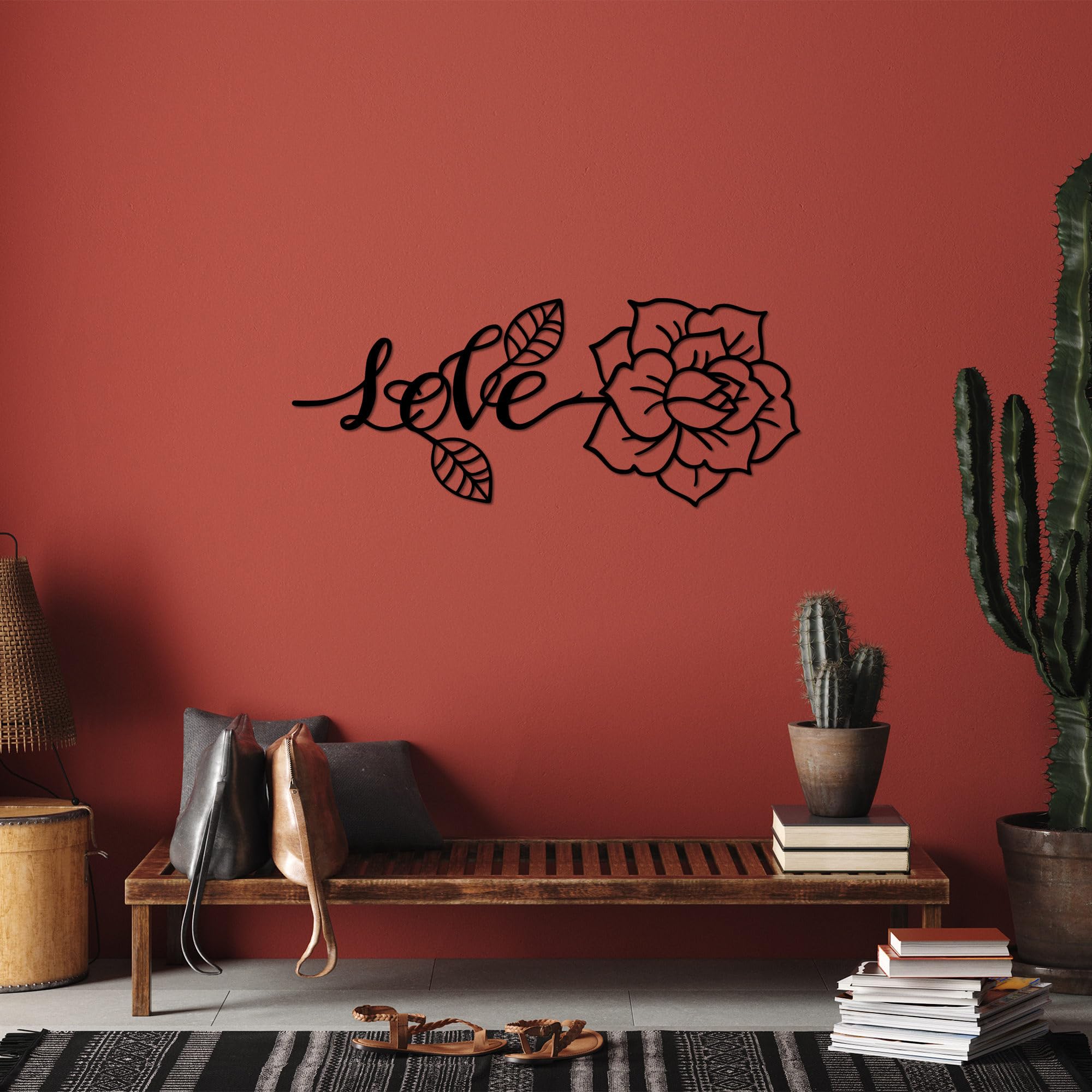Stylish Black Decorative Metal Wall Accessory, 80 x 33 cm, 100% Metal (1.5 mm Thick), Easy Wall Mounting, Perfect for Modern Home Decor