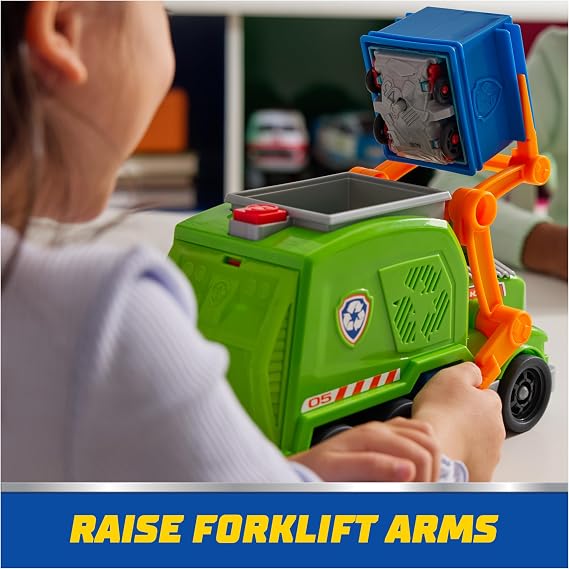 Paw Patrol: Crush N Roll Recycling Truck with Rocky Action Figure & Transforming Compacted Trash Vehicle, Kids Toys for Boys & Girls Ages 3 and up