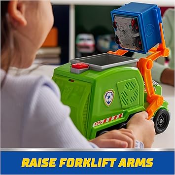 Paw Patrol: Crush N Roll Recycling Truck with Rocky Action Figure & Transforming Compacted Trash Vehicle, Kids Toys for Boys & Girls Ages 3 and up