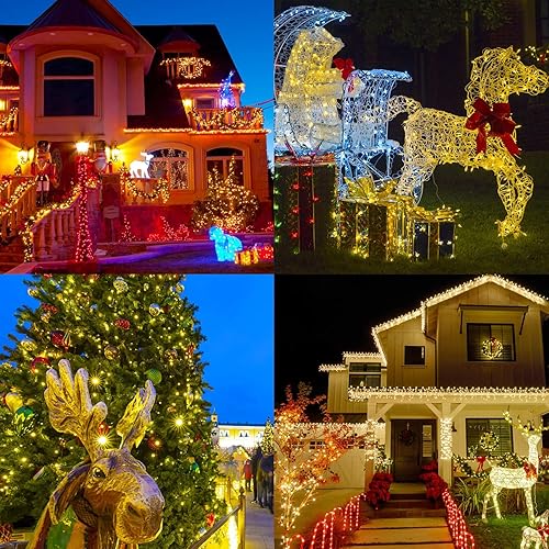 Miniatura 6 de realization - Guirnalda de luces LED para Navidad al aire libre, tira de 105 pies con 300 luces LED para interiores con 8 modos, enchufe de extremo
