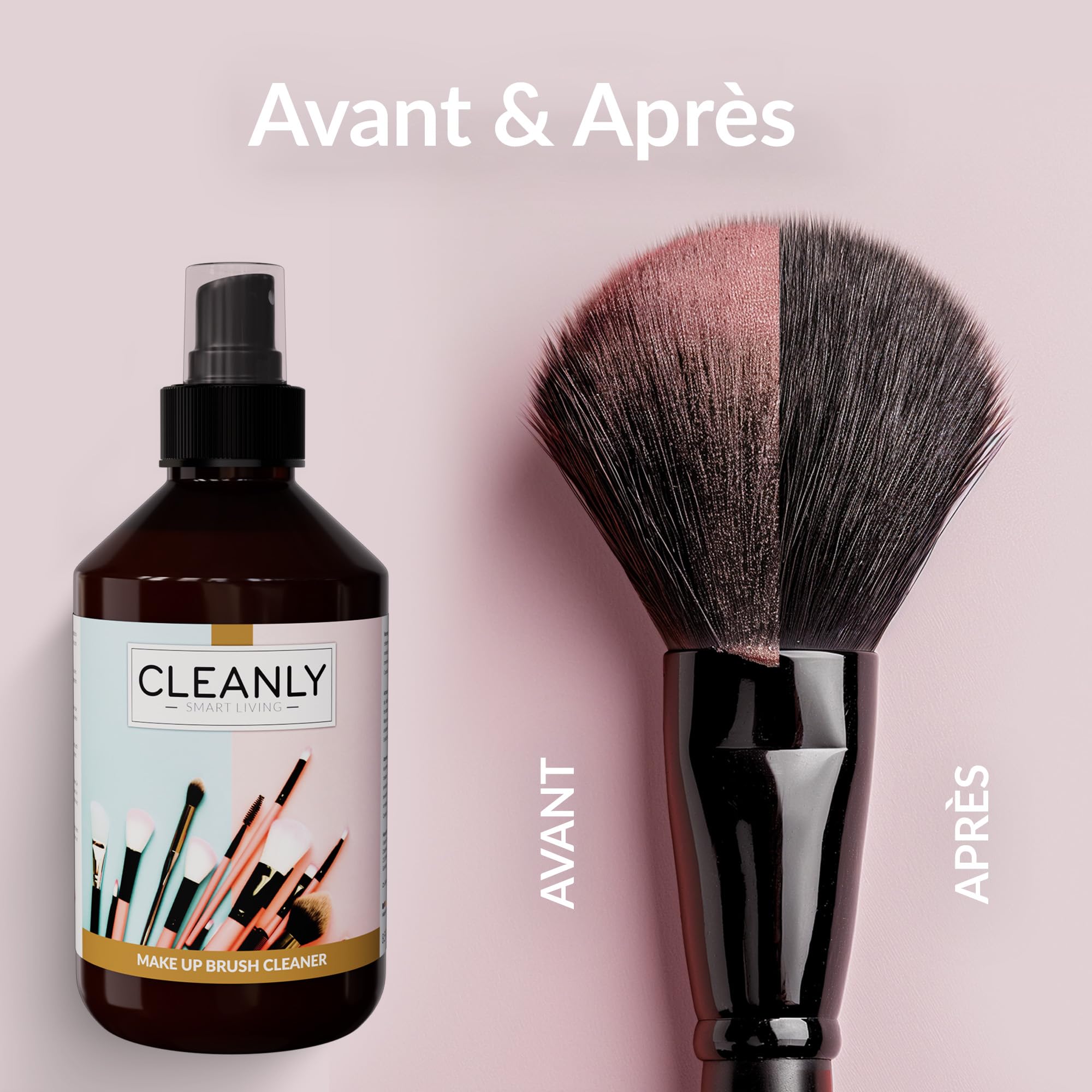 Spray Nettoyant Pinceaux Maquillage, Éponge de Beauté, Houppette à Poudre - Formule Douce, Sans Cruauté, Sans Parfum Ajouté, Vegan - Makeup Brush Cleaner - Nettoyeur Pinceau Maquillage, 250ml