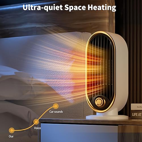 Miniatura 7 de Calentador eléctrico portátil - Actualizado 2025, calor rápido, termostato, ideal para dormitorio, oficina y hogar