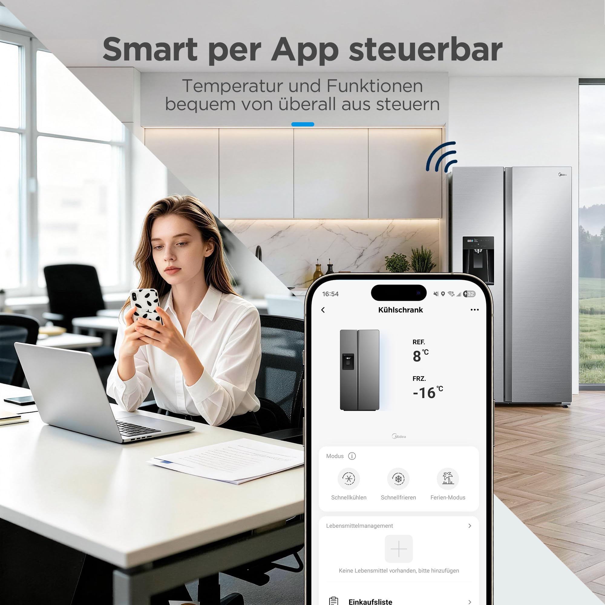 Midea Side-by-Side Kühl-Gefrierkombination 569 L No Frost WiFi MDRS761MIE46