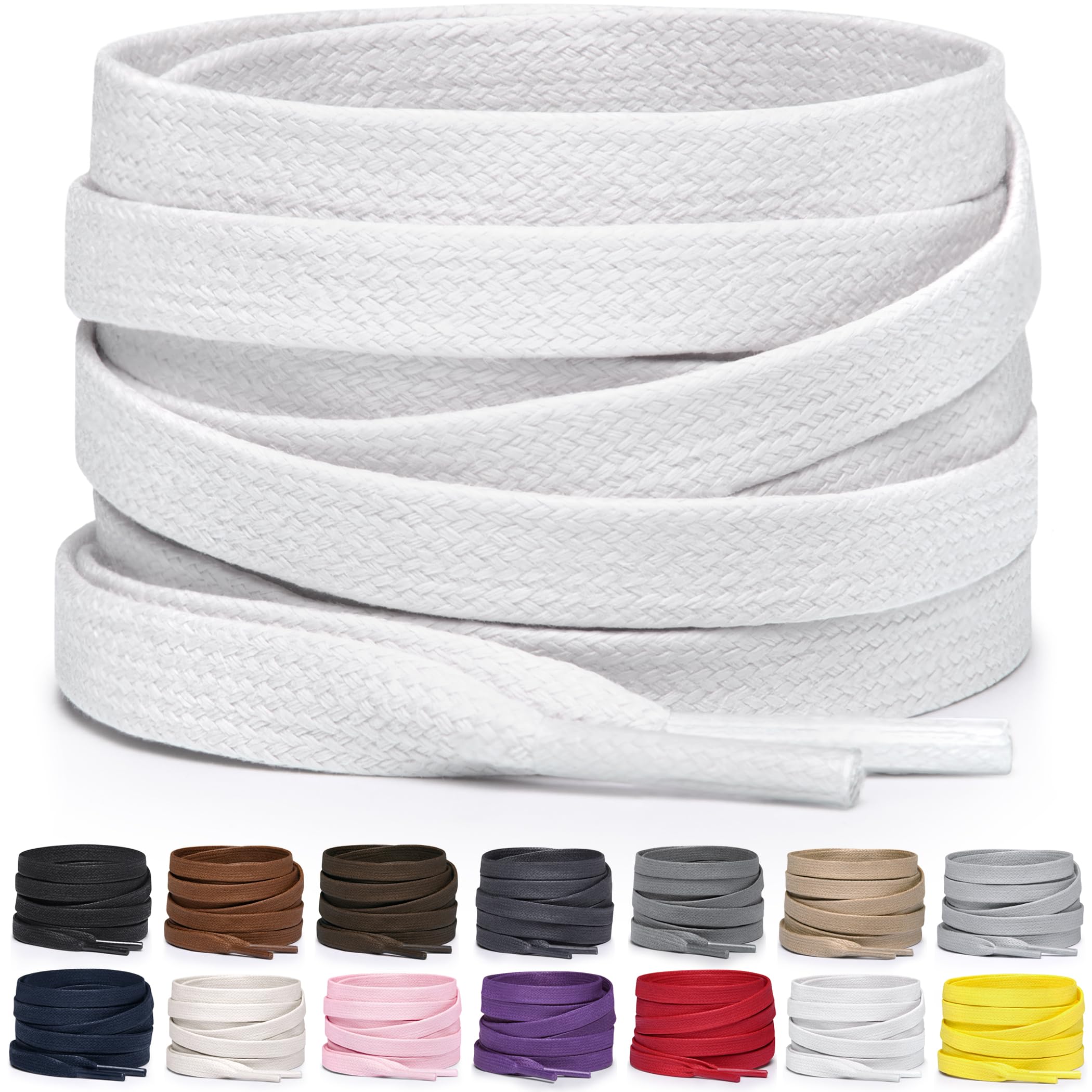 Miscly Flat Waxed Cotton Shoe Laces for Boots, Sneakers, and Shoes – Multiple Lengths and Colors Available