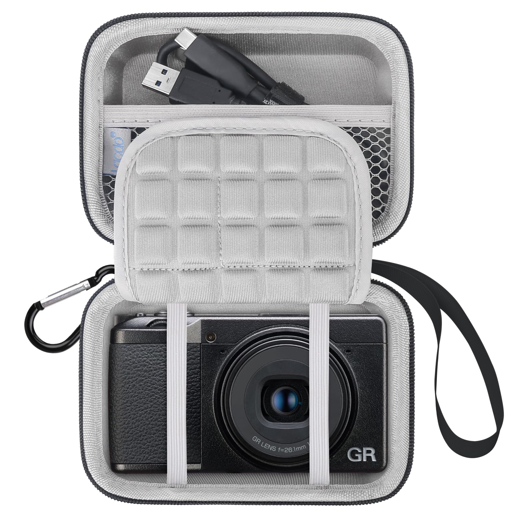 Lacdo Camera Case for RICOH GR IV/RICOH GR III HDF/GR IIIx HDF/GR IIIx/GR III/GR II/GR Digital Camera, Hard Protective Camera Storage Trave Bag, Mesh