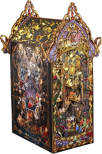 Modelo de soporte para libros, kits de rincón de libros para adultos, Halloween, rompecabezas góticos mágicos oscuros 3D, estante de libro, castillo