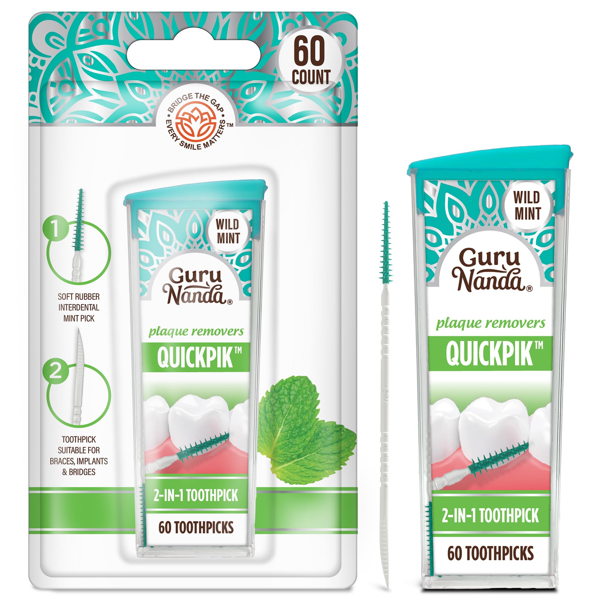 GuruNanda 2-in-1 QuickPik Toothpick & Interdental Pick - toothpicks | Mubboo