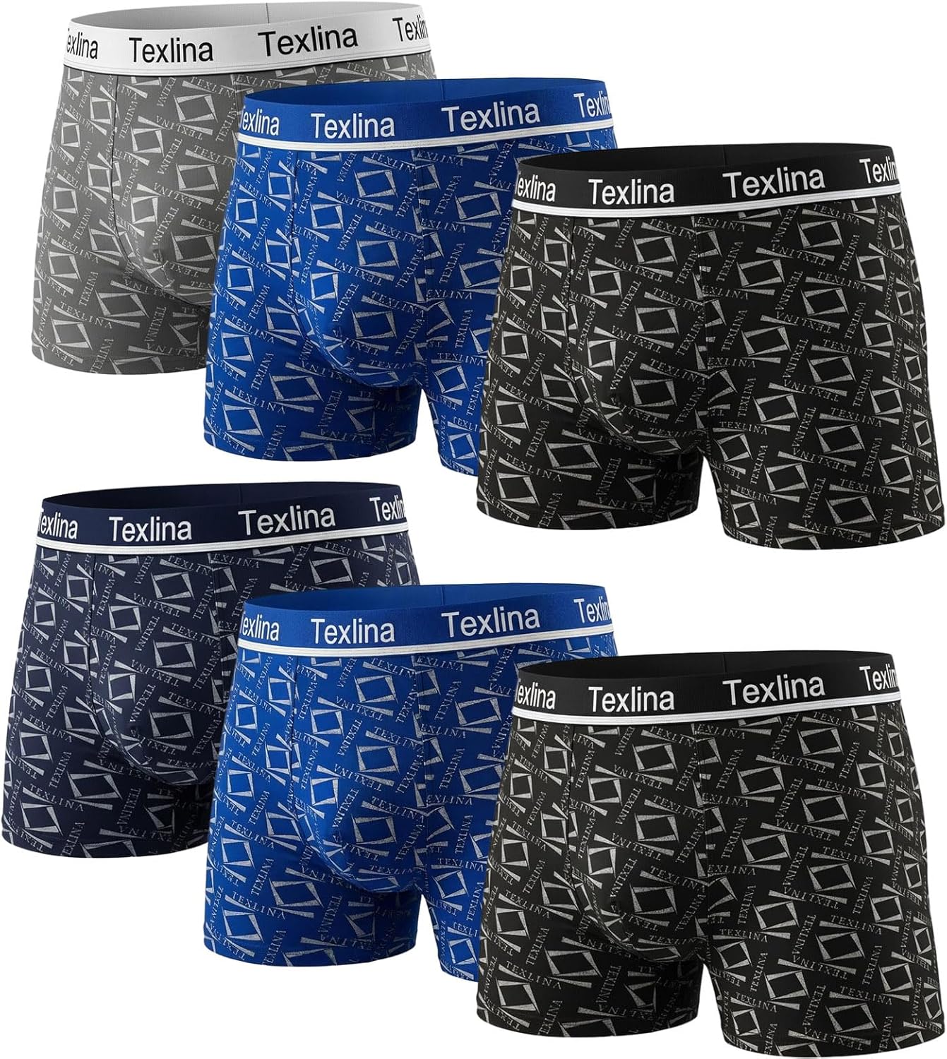 Men's Boxer Briefs with 3D Ultra-Roomy Pouch, Breathable Moisture Wicking, Patterned Design, 6 Pack(S-4XL)