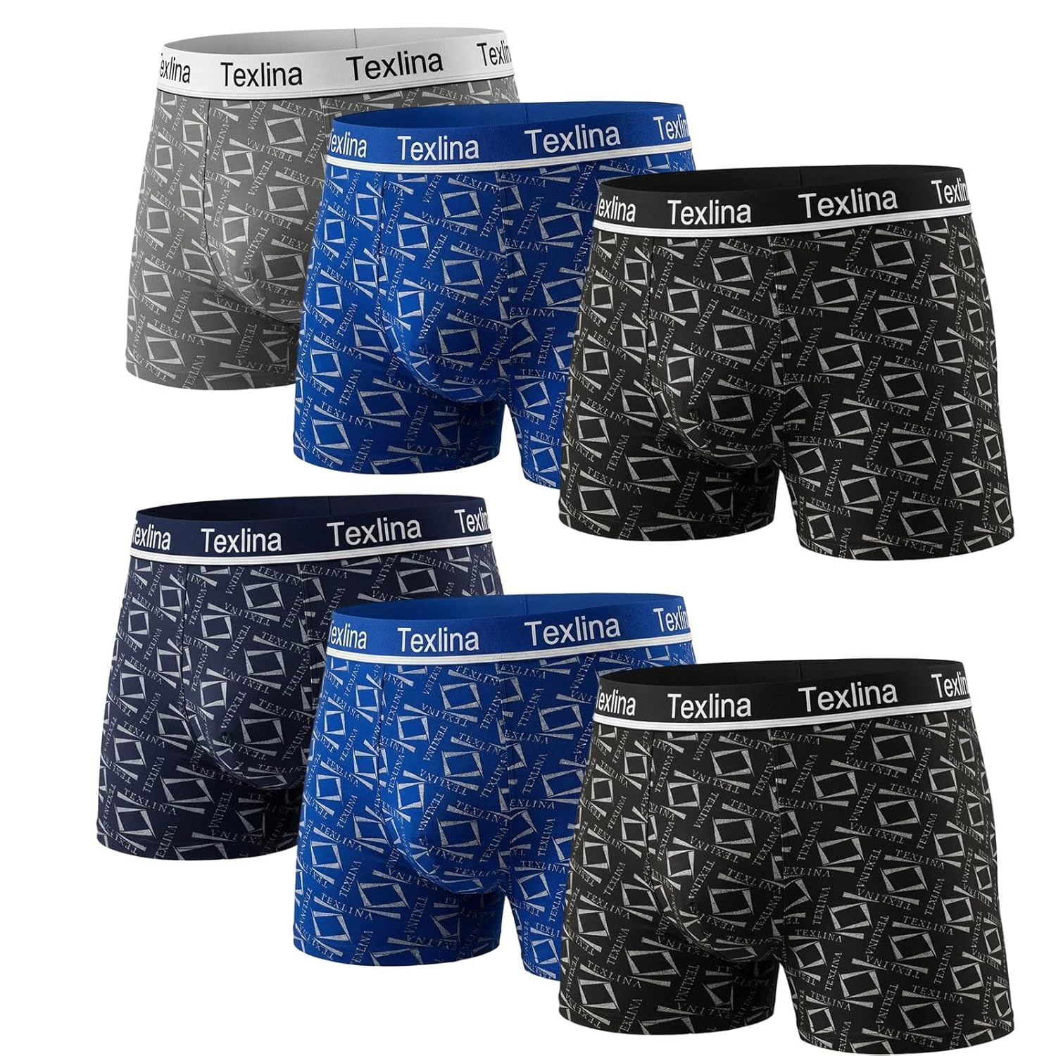 Mens Boxer Briefs with 3D Ultra-Roomy Pouch Breathable Moisture Wicking Patterned Design 6 Pack S-4XL