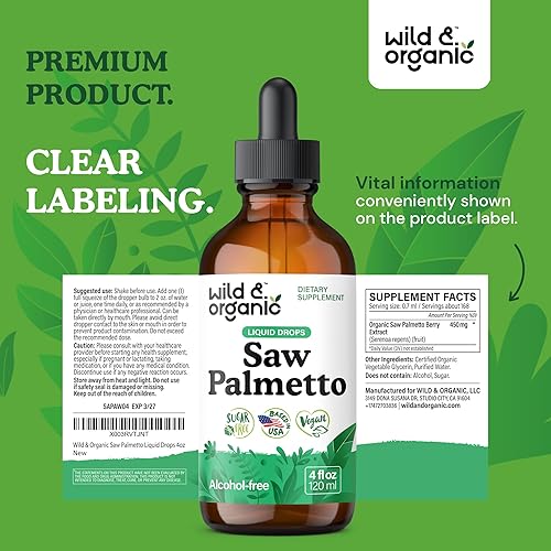 Miniatura 9 de Suplemento de extracto líquido de Saw Palmetto para hombres y mujeres, tintura orgánica de palma enana americana, vegana, gotas sin alcohol, 2 onzas