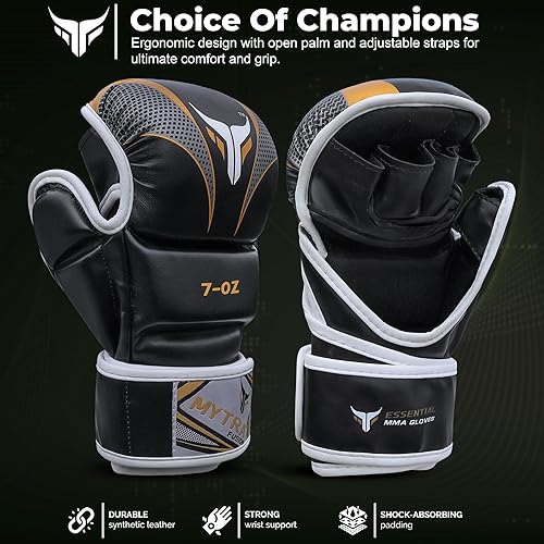 Vista 7 de Mytra Fusion MMA Gloves 7-oz Grappling Gloves Martial Arts Gloves Sparring Gloves Punching Bag Gloves