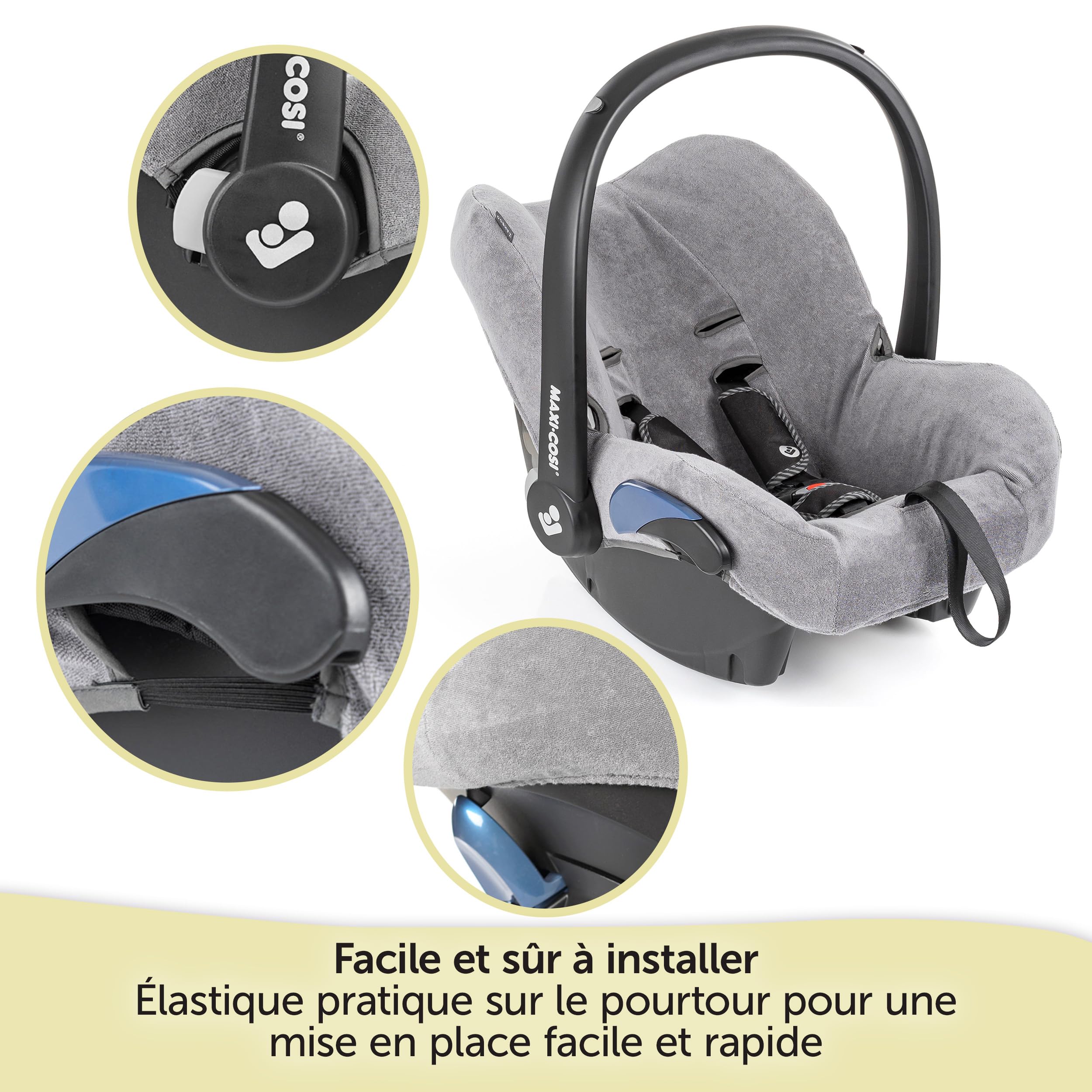 Zamboo Housse Siege Auto Bebe Été pour Cosy Citi Bebe Confort, Protection de Siège Auto Respirante Contre la Transpiration, Lavable en Machine - Gris