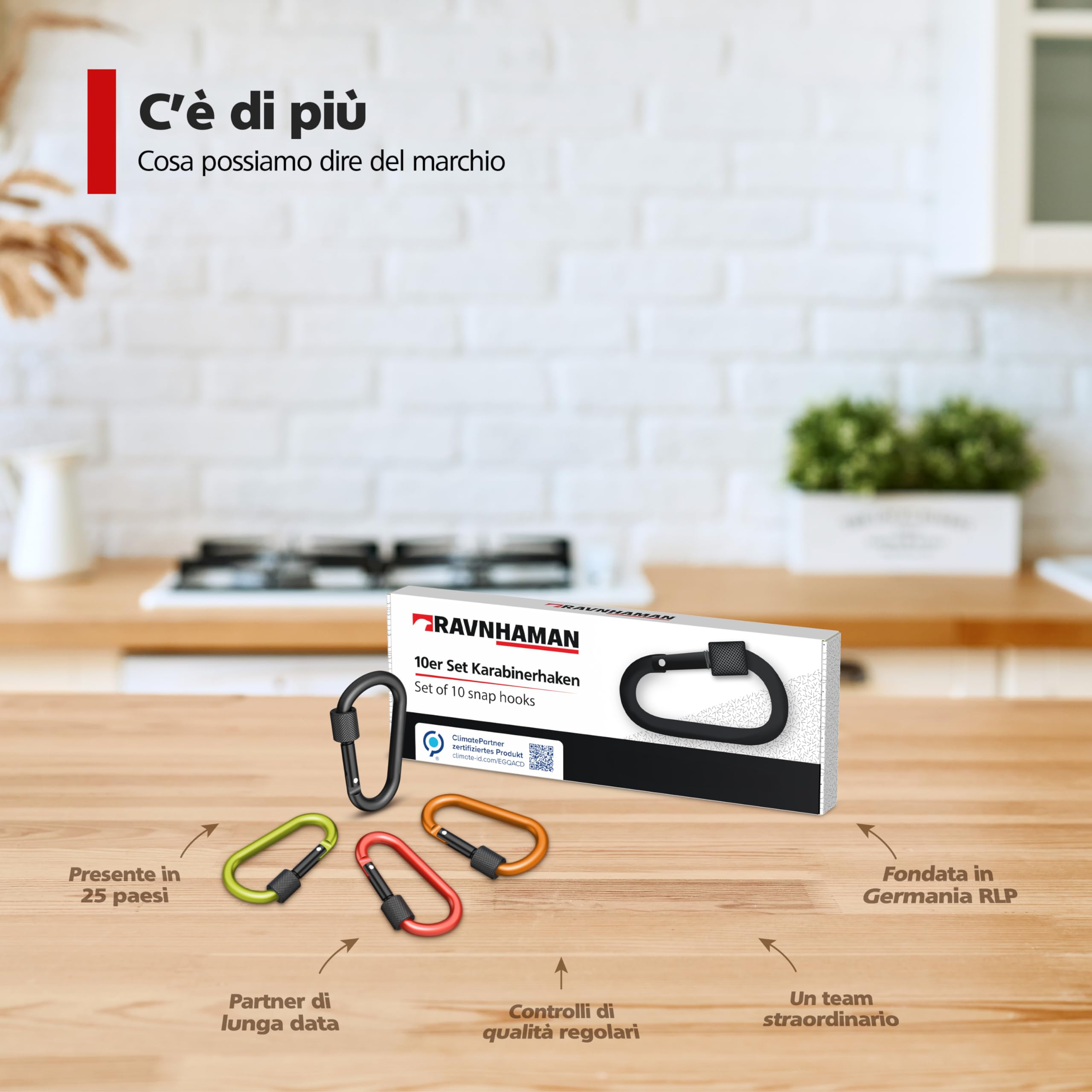 RAVN HAMAN 10 x Moschettoni con ghiera - Colorato - - Moschettone con chiusura a vite fino a 30 kg - - Ganci a scatto per interni ed esterni - - Ganci per amache, sacchi da box, portachiavi, ecc.