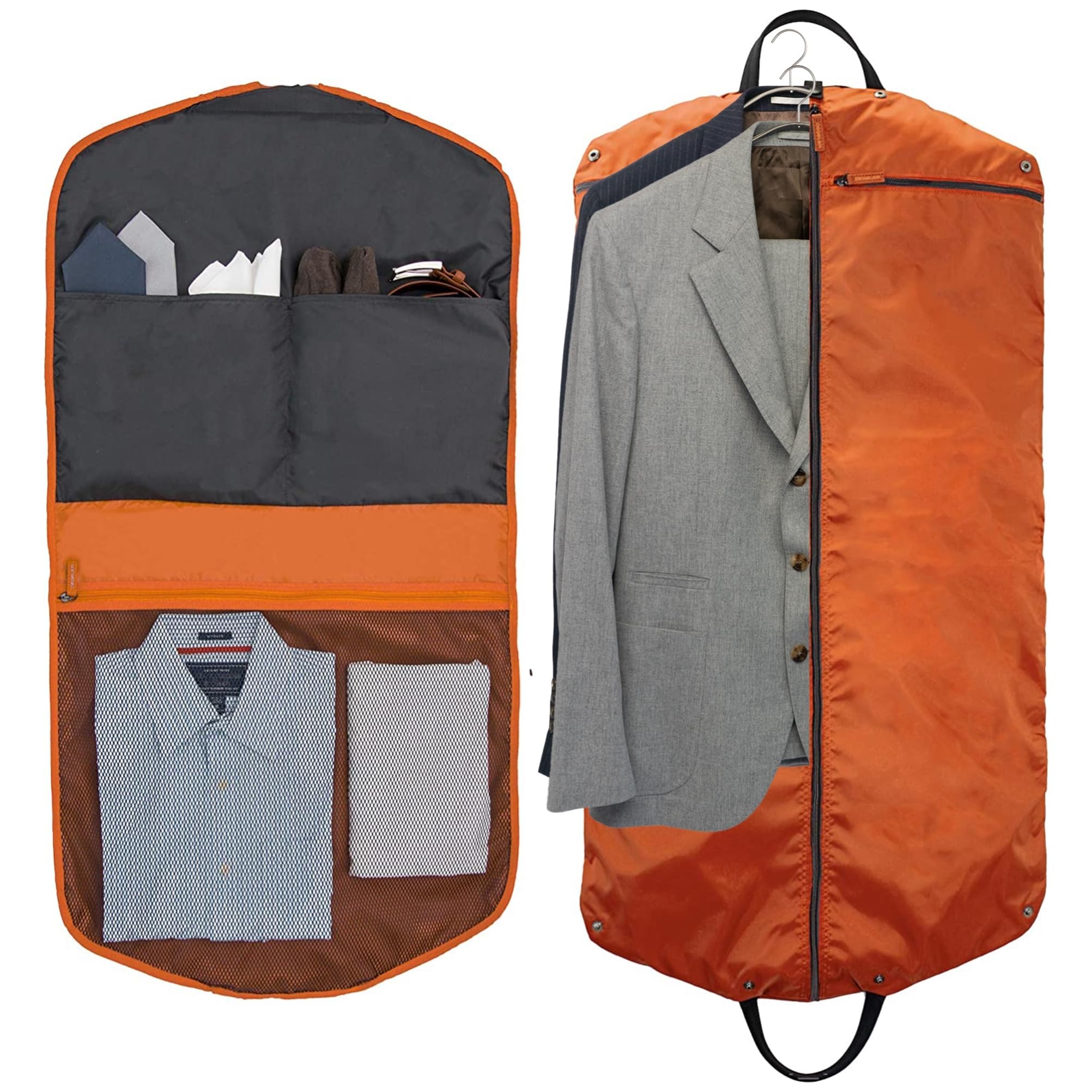 SkyHanger - Kleidersack mit einzigartigem Titan-Kleiderbügel für Damen & Herren - durchdachte Anzugtasche für knitterfreies Reisen - leichtes & wasserabweisendes Nylon - orange