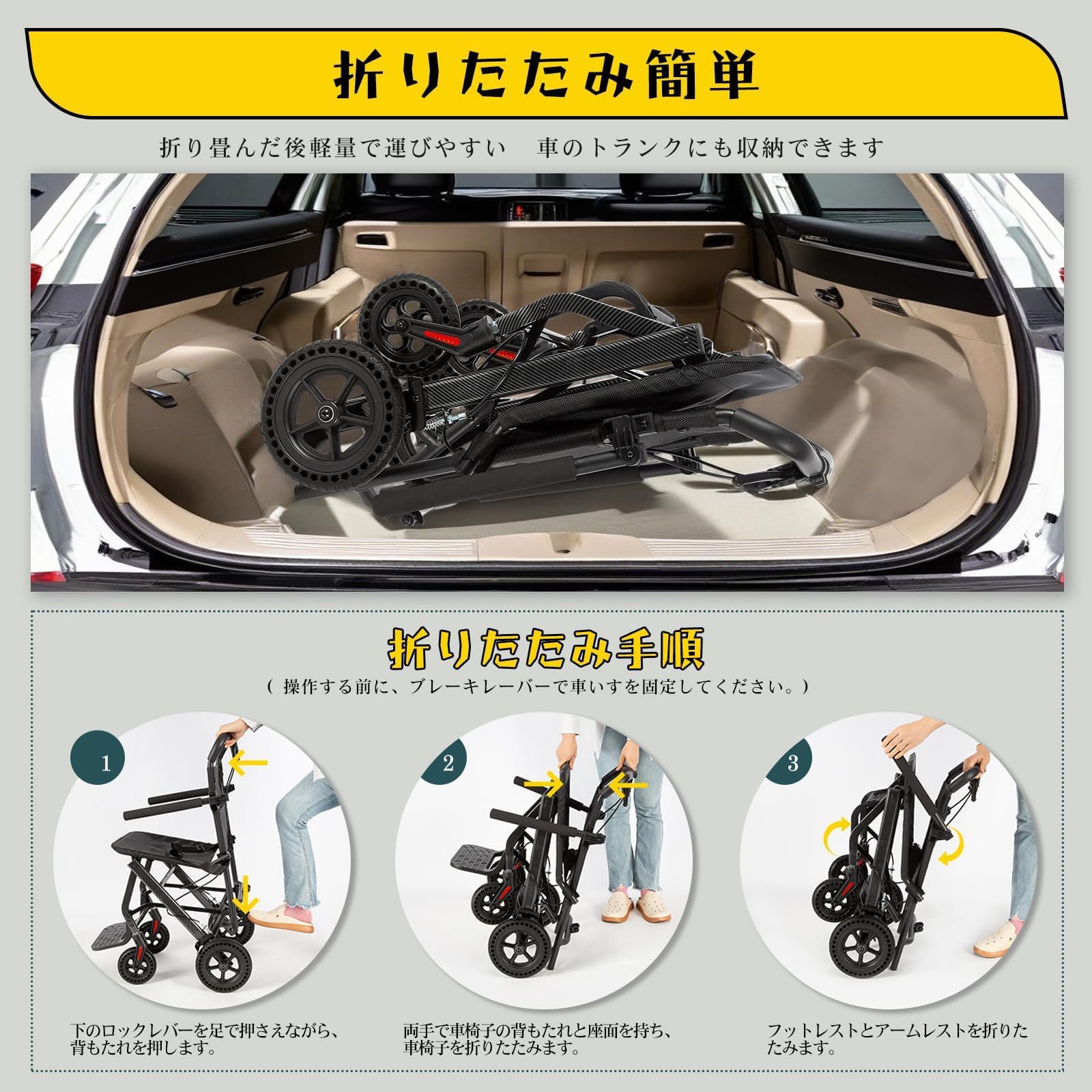 Amazon | Care-parents 車椅子 介助式 折りたたみ 軽量 コンパクト