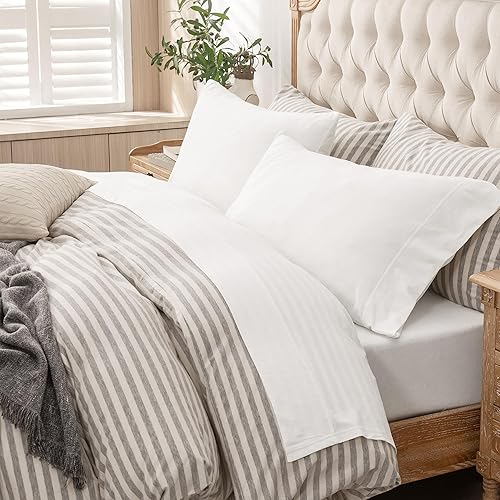 PURE ERA - Juego sábanas punto jersey, 4 piezas, 100% algodón supersuave, cómodas, transpirables, para colchones hasta 20 pulgadas, bolsillo