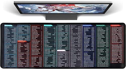 Almohadilla de teclado antideslizante súper grande con patrón de atajos de software de oficina, Power Point Excel Word CAD, teclado antideslizante