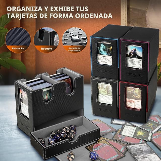 Foto 6 de 7 de TiMOVO Caja Deck Commander MTG para Cartas TCG CCG Magic, Negro + Gris