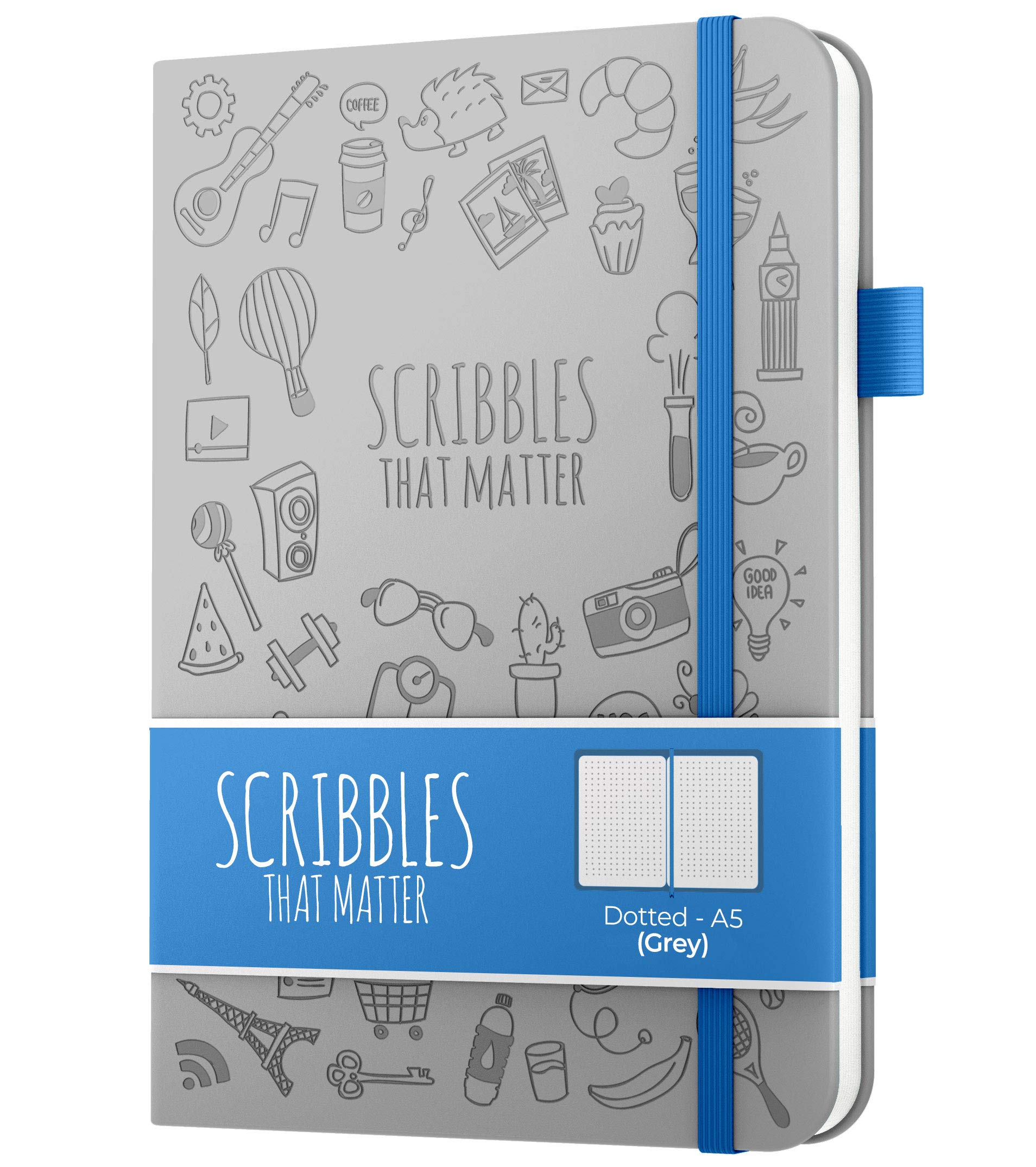 A5 Dotted Journal Notebook + Free Pen! Your Bullet Dotted Journal Vegan Hard Cover 160gsm Dotted Notebook Bleedproof thick paper with 150 Pages for Work (5.75 x 8.5), Grey