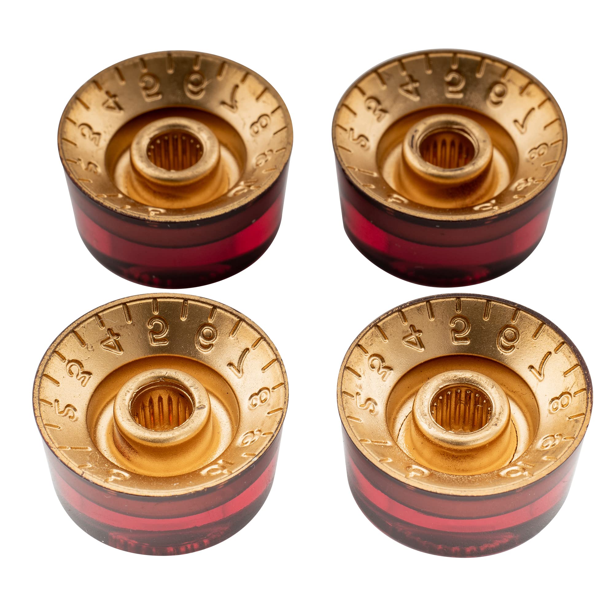 Musiclily Pro Metric Size 18 Splines Speed Control Knobs for Asia Import Guitar Bass Split Shaft Pots Amber(Set of 4) - Image 4