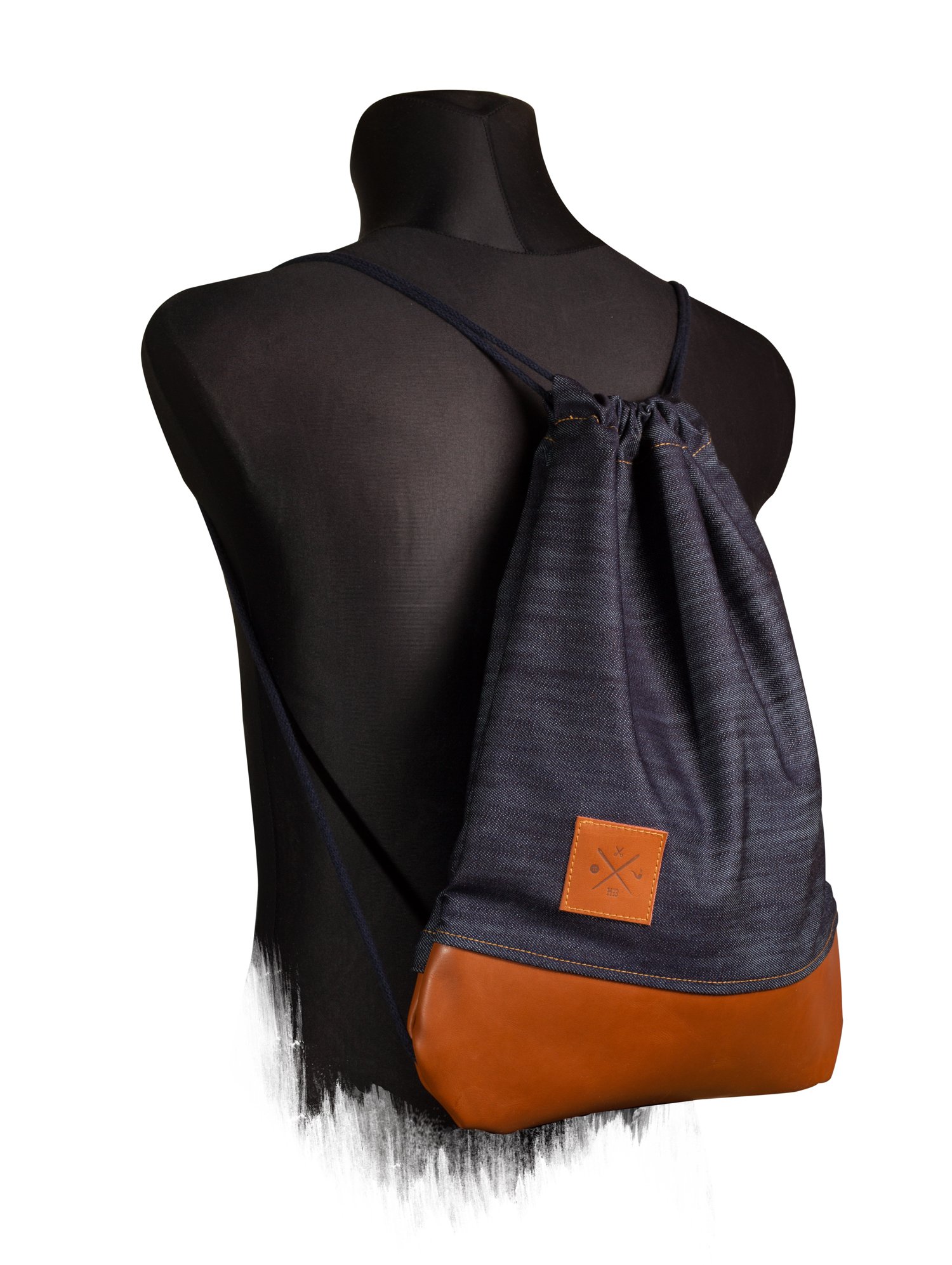 Manufaktur13 Denim Sports Bags – dżinsy worki gimnastyczne, plecaki, torby gimnastyczne, plecaki, torby sportowe, torby jutowe, torba (M13) niebieski Denim Leather
