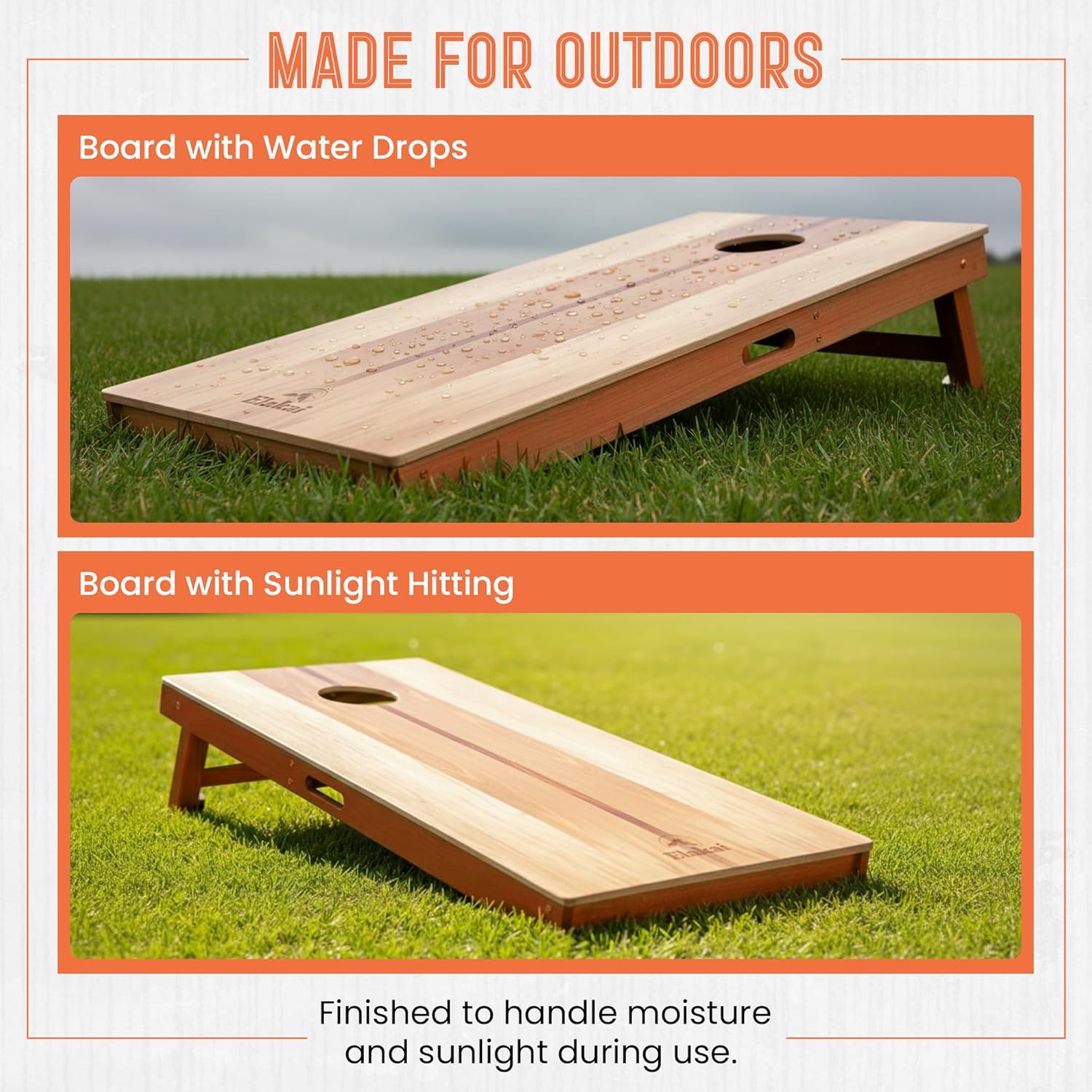 Skip's Garage Moisture-Resistant All-Weather Cornhole Boards | Elakai Mahogany Solid Wood Outdoor Corn Hole Game | Lightweight and Portable | 40+ Design Options