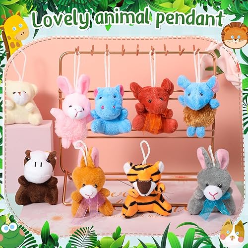 Miniatura 4 de Sasylvia 300 piezas de mini juguetes de peluche a granel llavero decoración de 2.4 pulgadas pequeños juguetes de animales pequeños juguetes de