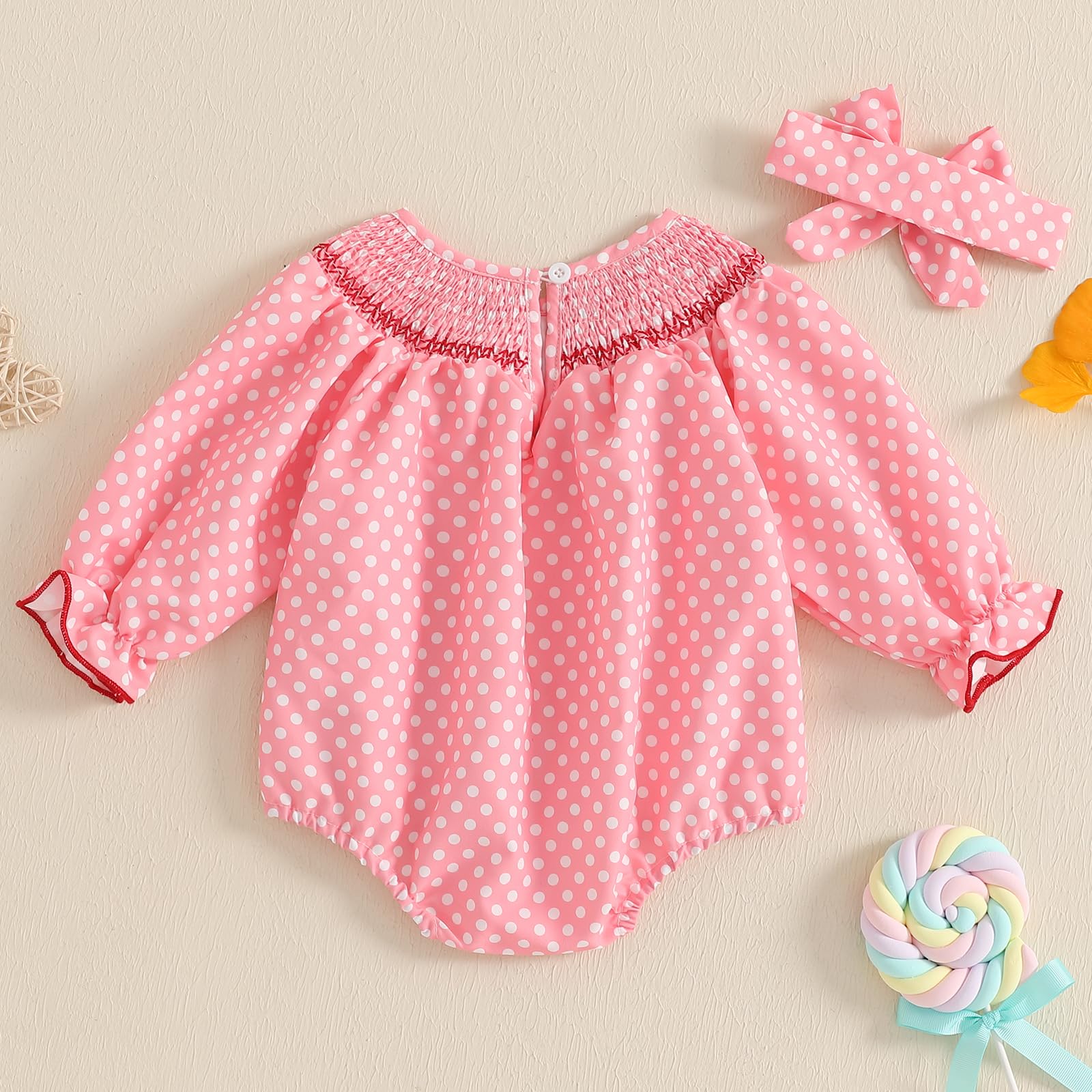 Amiblvowa Baby Girl Valentines Day Outfit Embroidery Love Heart Smocked Bubble Romper Bodysuit Cute Infant Newborn Clothes (Cute Pink, 0-3 Months)