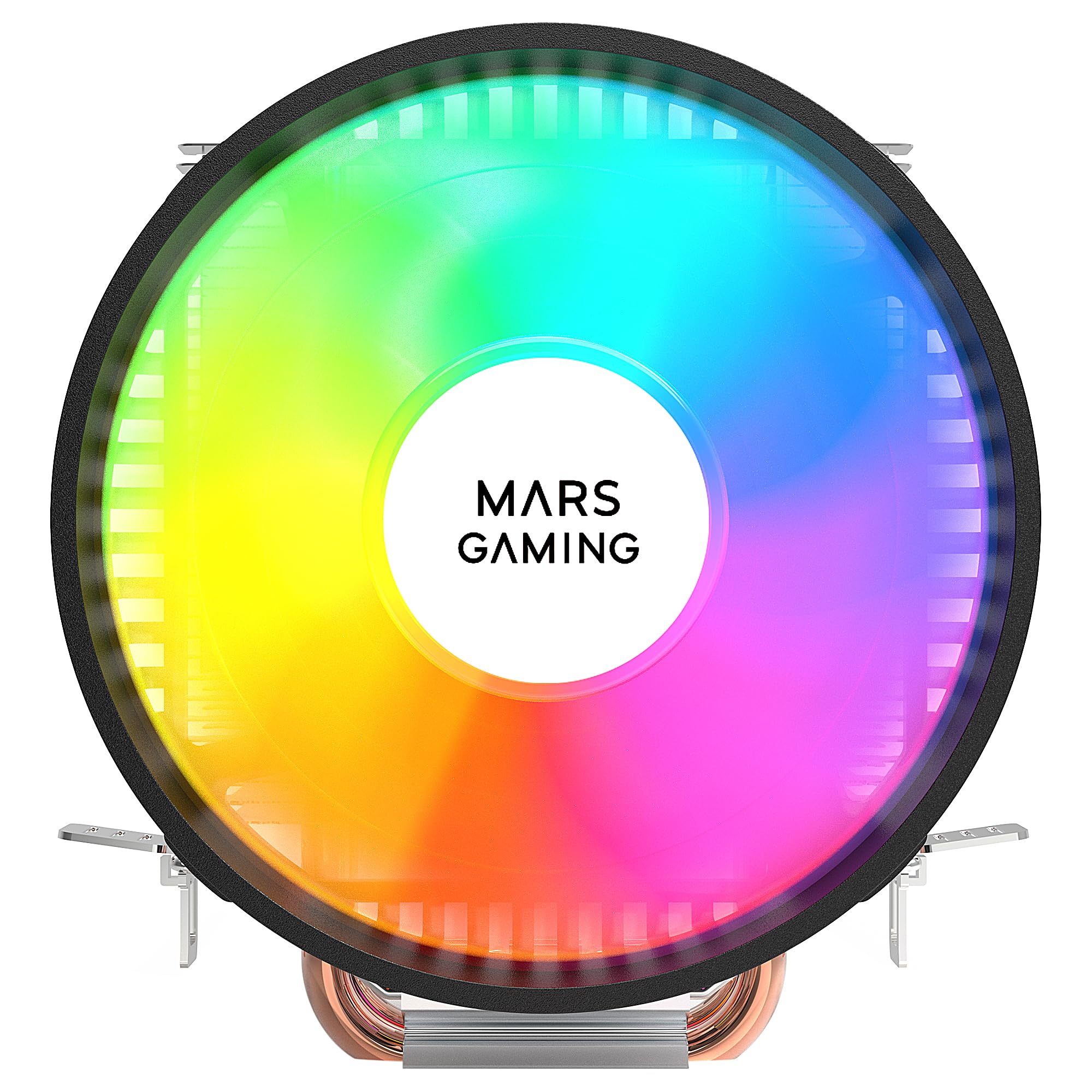 Mars Gaming MCPUARGB, Disipador CPU 130W TDP, 2x Heatpipes HCT, Ventilador 90mm Auto CHROMA RGB, Silencioso PWM, Multisocket Intel y AMD - 4