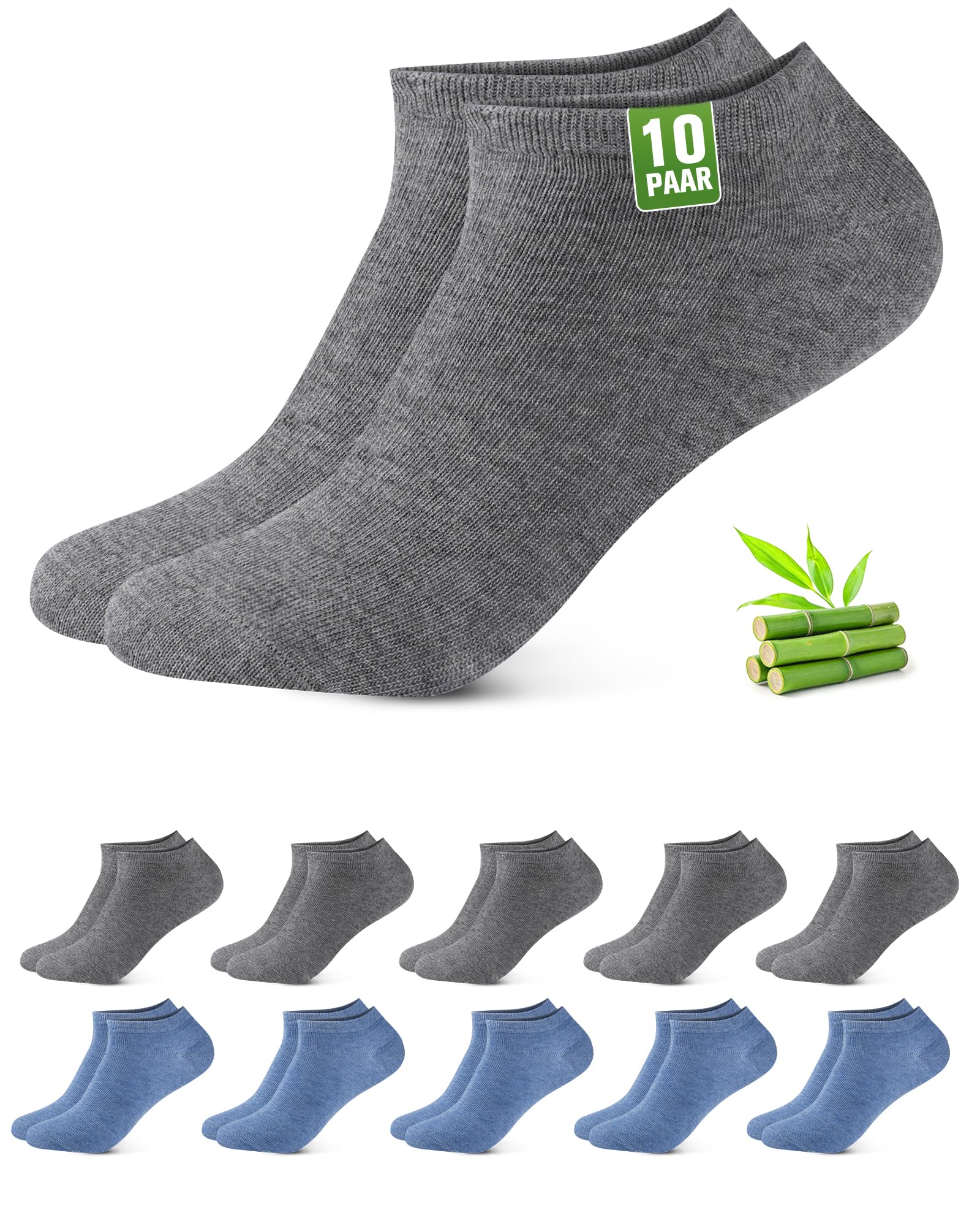 Effeet Calzini a Caviglia in Bambù per Uomini e Donne, 10/20 Paia Bassi – Assorbimento Umidità, Asciugatura Rapida, Ultra-Morbidi, Adatti alla Pelle, Traspiranti, Anti-Sudore
