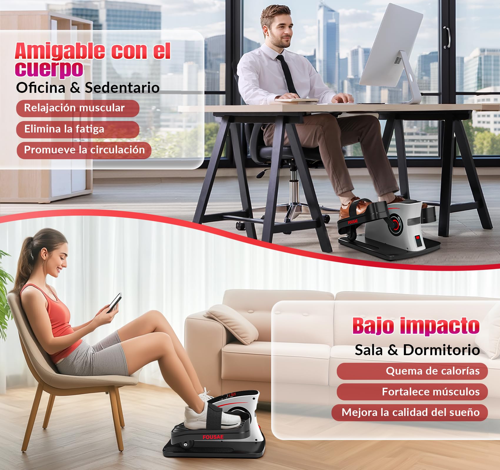 Mini Elíptica Eléctrica de Escritorio, Pedales Estaticos 2 en 1 con 15 Velocidades Ajustables y 3 Modos Automáticos, Pedaleador Eléctrico Compacto y Silencioso, para Mayores y Adultos