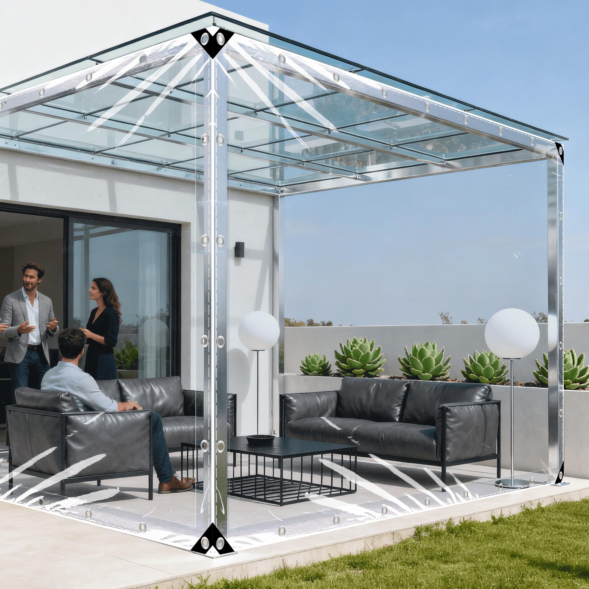 Lona Transparente PVC 120 x 140 cm Cubierta Impermeable para Jardín Cenador Camping Leña