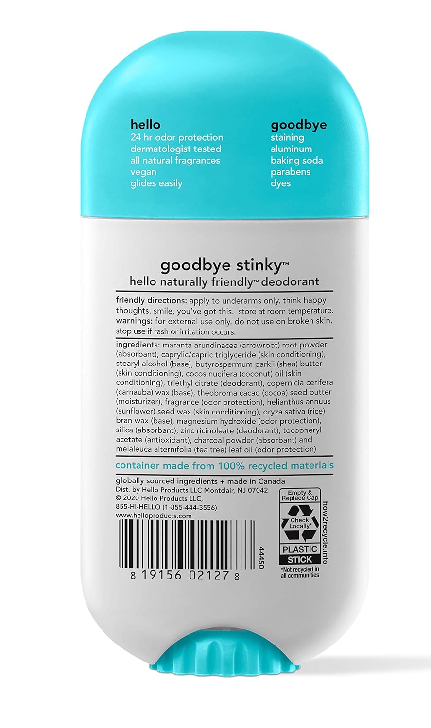 hello Activated Charcoal Fresh and Clean Deodorant for Women and Men, Aluminum Free, Baking Soda Free, Parabens Free, 24 Hour Protection, 2.6 Ounce (Pack of 3) - Image 14