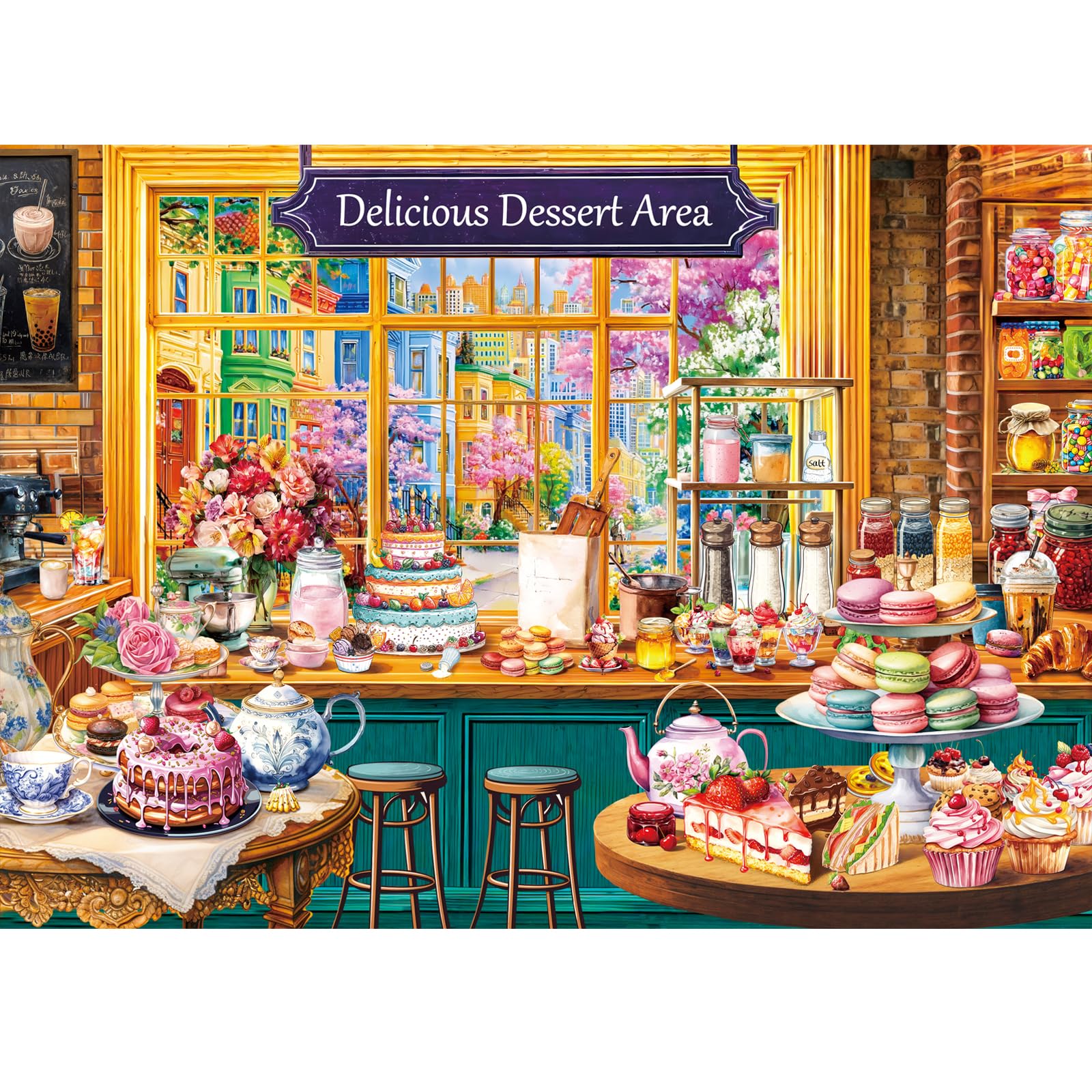 HUADADA Puzzle 1000 Teile Dessertladen,Puzzle 1000 Teile Erwachsene,Klassische Puzzle Geschenk