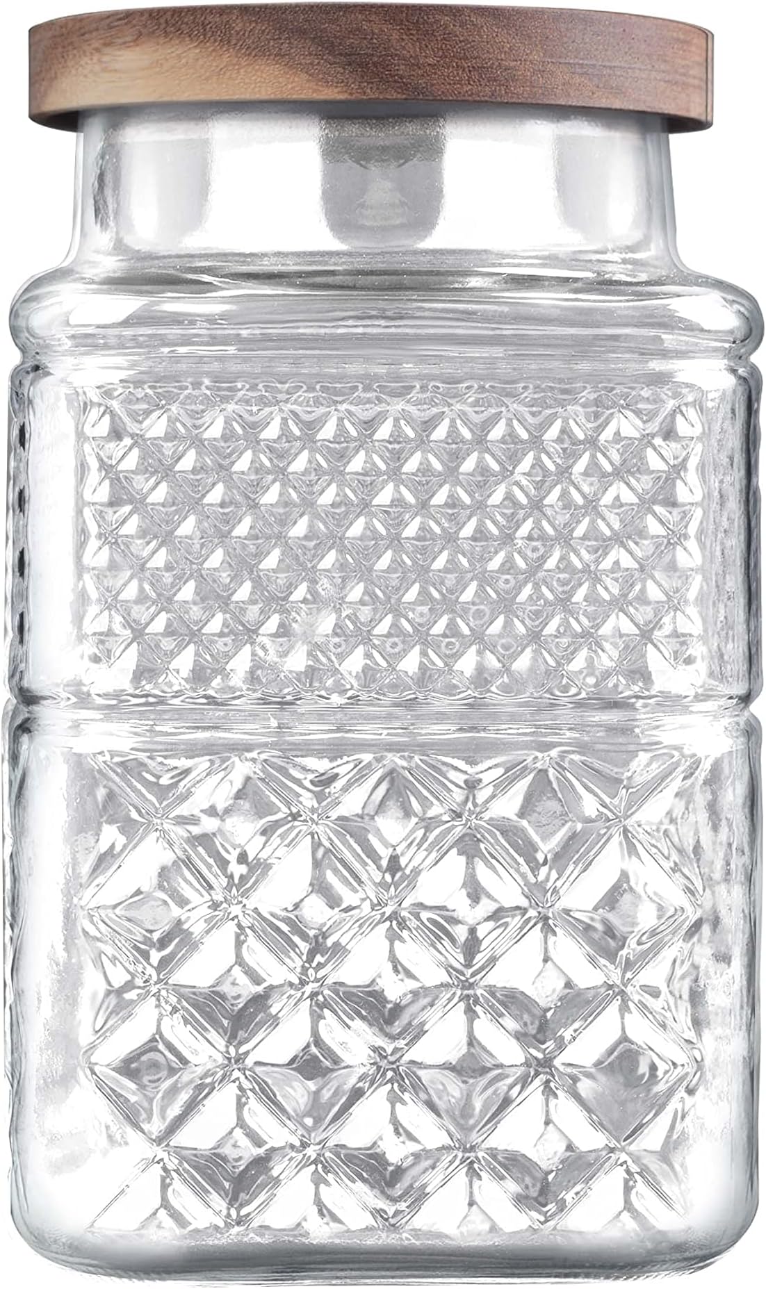 Glass Jar with Lid, Glass Storage Containers, Wolfteeth Coffee Canister, Glass Storage Jar, Glass Storage Canisters with Bamboo Lid, Coffee Bean Container, Kitchen Counter Decorative Jars Airtight Glass Jars Big Square