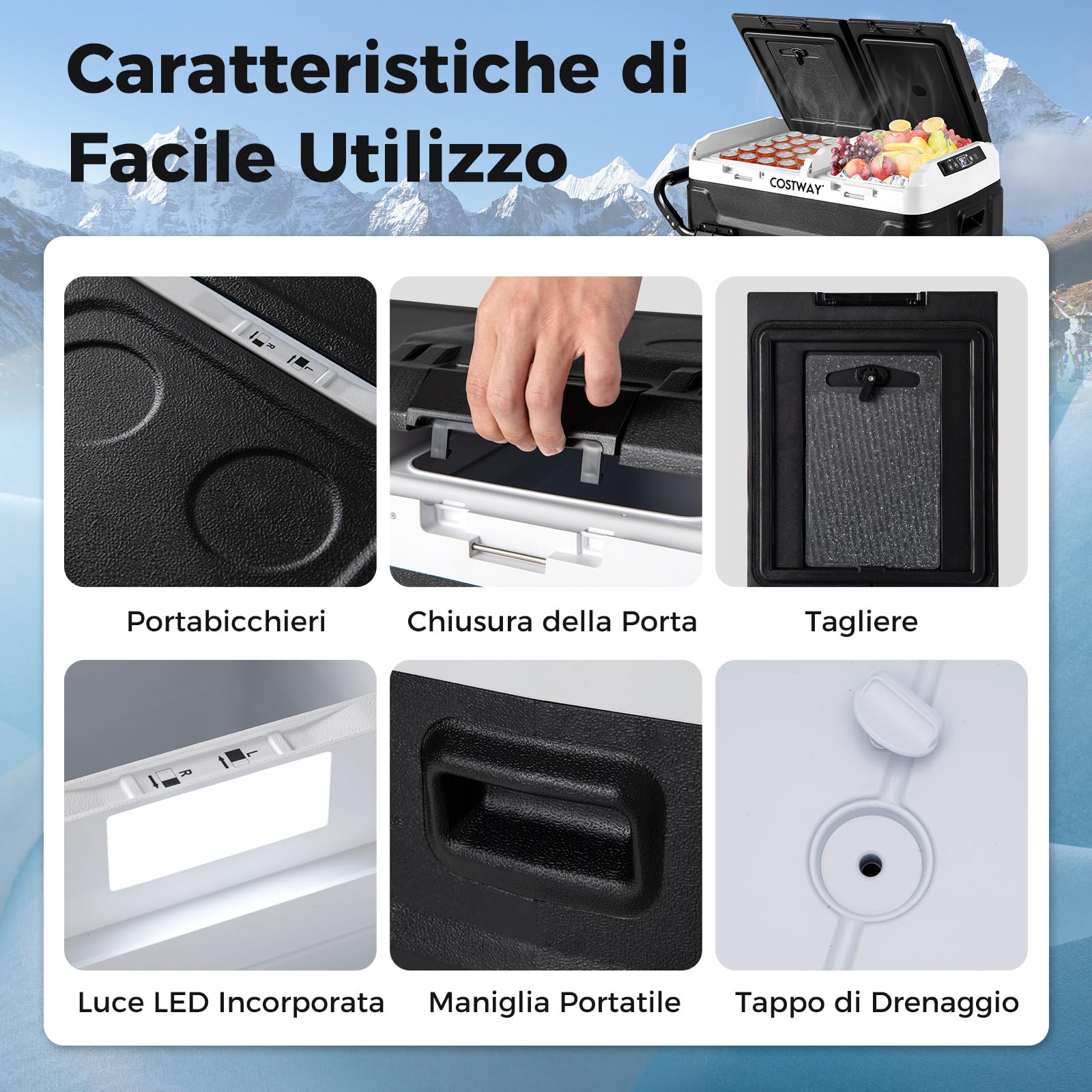 COSTWAY 40L Frigorifero Elettrico Portatile per Auto a Doppia Zona