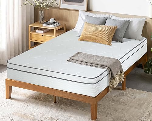 Colchón de tamaño matrimonial de 5681012 pulgadas con funda, colchón de resortes interiores en una caja para un sueño fresco y alivio de presión,